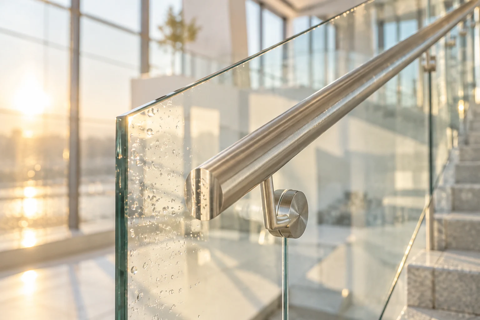 Glas und Edelstahl im Tageslicht